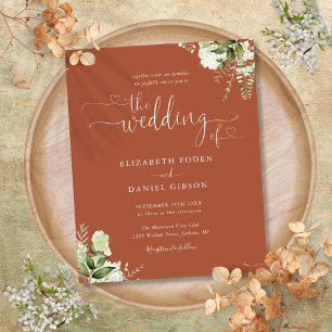 Lámina Invitación de boda de terracota con vegetación eco