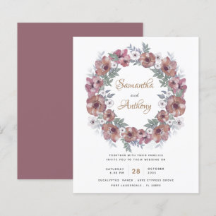 Lámina Invitación de boda de terracota floral rústica eco