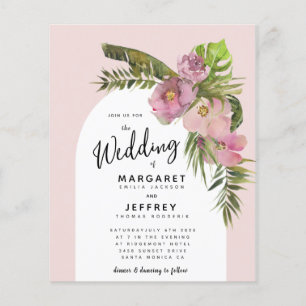 Lámina Invitación de boda de verano con arco floral tropi
