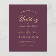 Invitación de boda de vino de presupuesto Color do