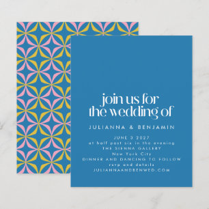 Lámina Invitación de boda divertida geométrica azul color