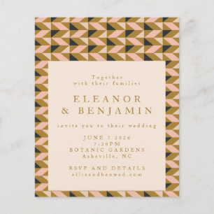 Lámina Invitación de boda dorada Art Déco todo en uno pre