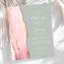 Lámina Invitación de boda económica Agate Blush Sage Gree