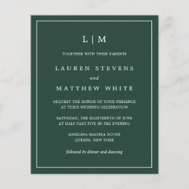 Lámina Invitación de boda económica con bosque verde y mo