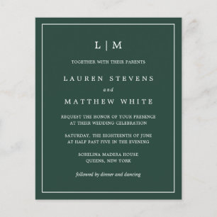 Lámina Invitación de boda económica con bosque verde y mo