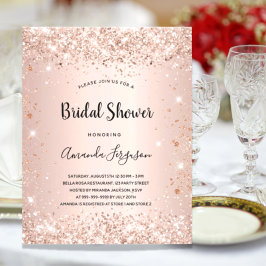 Lámina Invitación de boda económica con brillo rosa dorad