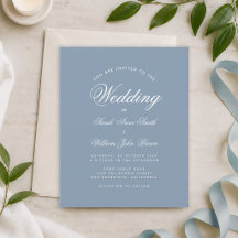 Invitación de boda económica con caligrafía azul p
