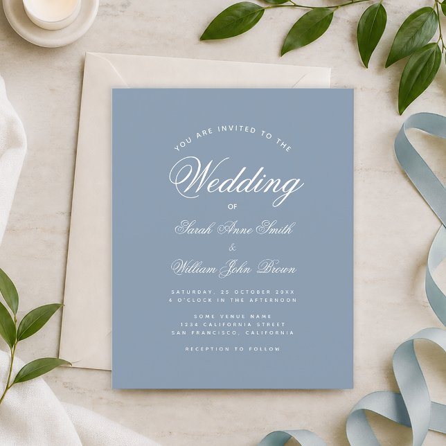 Lámina Invitación de boda económica con caligrafía azul p (Subido por el creador)