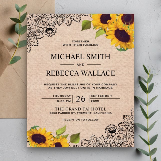 Lámina Invitación de boda económica con encaje de arpille (Subido por el creador)