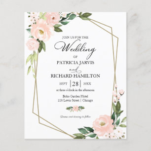 Lámina Invitación de Boda Económica con Estampado Floral