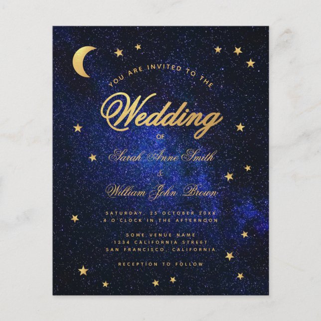 Lámina Invitación de Boda Económica con Estrella Dorada C (Anverso)