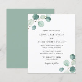 Lámina Invitación de boda económica con eucalipto verde