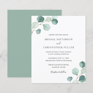 Lámina Invitación de boda económica con eucalipto verde