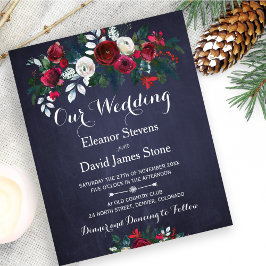 Lámina Invitación de boda económica con flores de inviern