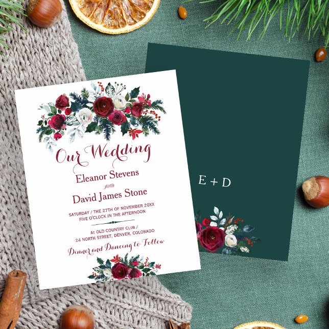 Lámina Invitación de boda ECONÓMICA con flores rústicas d (Subido por el creador)