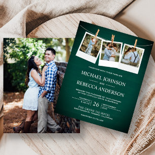 Lámina Invitación de Boda Económica con Foto de Madera Ve