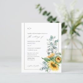 Lámina Invitación de boda económica con girasoles y eucal
