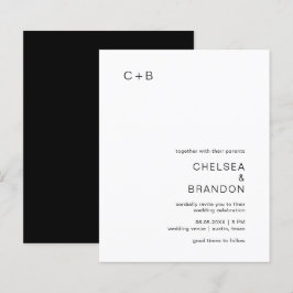 Lámina Invitación de boda económica con monograma en blan