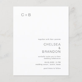 Lámina Invitación de boda económica con monograma gris mo