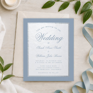 Lámina Invitación de boda económica de azul polvoriento c