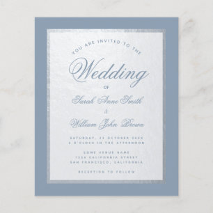 Lámina Invitación de boda económica de azul polvoriento y