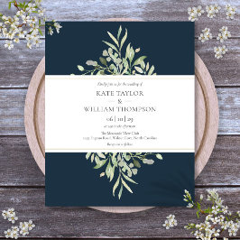 Lámina Invitación de boda económica Deep Sea Blue Greener
