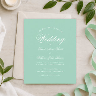 Lámina Invitación de boda económica en verde menta y blan