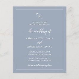 Lámina Invitación de Boda Económica Monograma Azul Polvo