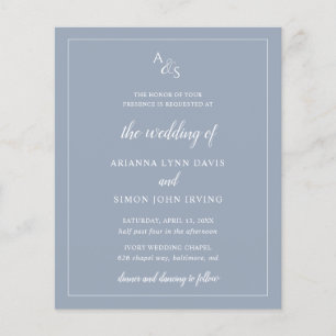 Lámina Invitación de Boda Económica Monograma Azul Polvo