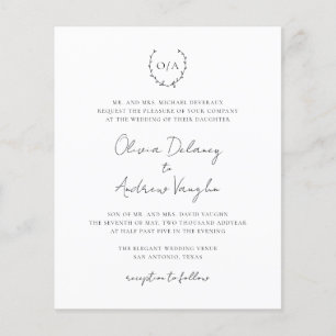 Lámina Invitación de boda económica todo en uno con monog