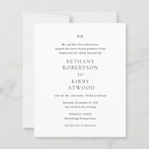 Lámina Invitación de boda elegante clásica económica