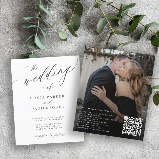 Lámina Invitación de boda elegante con código QR de presu (Subido por el creador)
