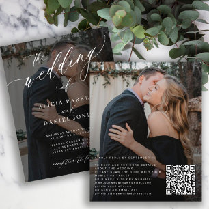 Lámina Invitación de boda elegante con código QR y 2 foto