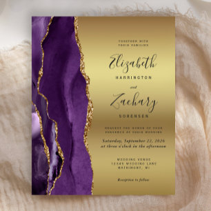 Lámina Invitación de boda elegante con glamour de oro y á