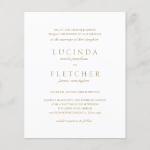 Lámina Invitación de boda elegante con presupuesto dorado