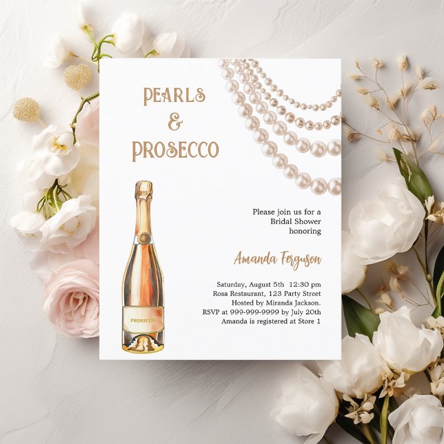 Lámina Invitación de boda elegante con Prosecco y perlas (Subido por el creador)
