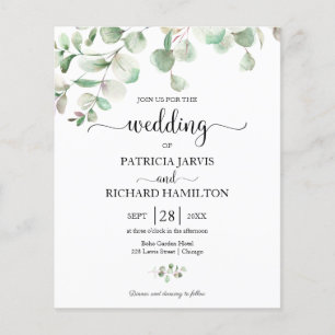 Lámina Invitación de boda elegante con vegetación presupu