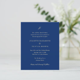 Lámina Invitación de boda elegante de color azul marino y