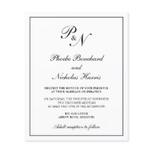 Invitación de boda elegante en blanco y negro con