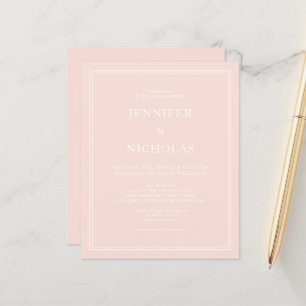 Lámina Invitación de boda elegante formal rosa blush econ