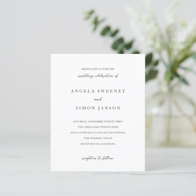 Lámina Invitación de boda elegante moderna neutral (Anverso de pie)