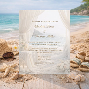 Lámina Invitación de boda elegante romántica de playa cos