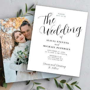 Lámina Invitación de boda elegante simple con foto presup