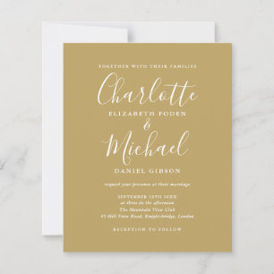 Lámina Invitación de boda elegante y económica de oro