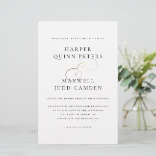 Lámina Invitación de boda elegante y económica en blanco