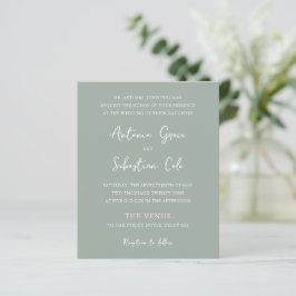 Lámina Invitación de boda elegante y económica en verde s