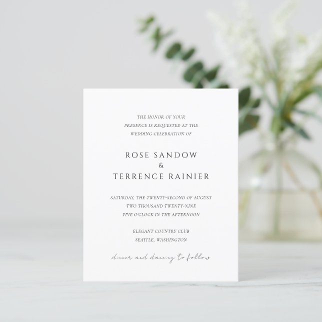 Lámina Invitación de boda elegante y moderna simple (Anverso de pie)
