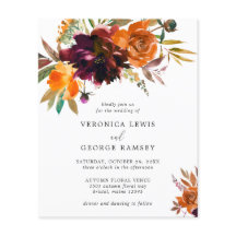 Invitación de boda elegante y rústica de otoño con