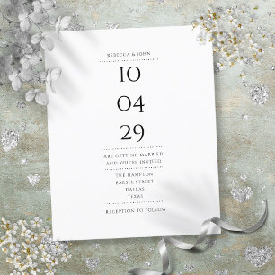 Lámina Invitación de boda en blanco y negro con fecha y p