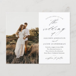 Lámina Invitación de boda en blanco y negro con foto econ